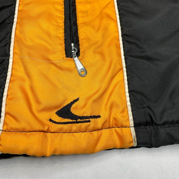 VTG 70s Ski-Doo Bombardier Snowmobile Jacket Womens Medium Black Yellow Ski Coat - Picture 2 of 9